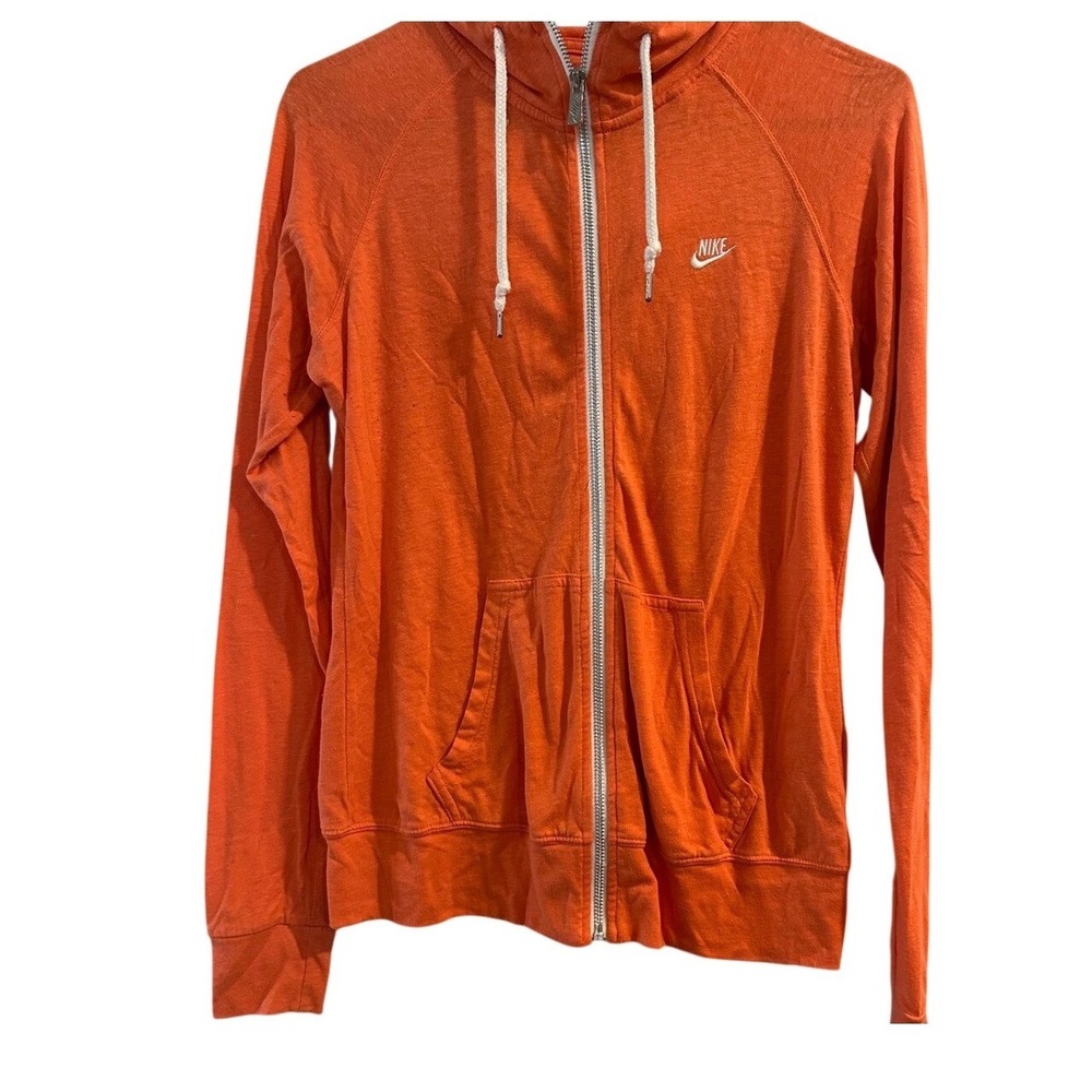 Nike Gym Vintage Full Zip Hoodie Orange Heathered Slub Jersey Womens Medium